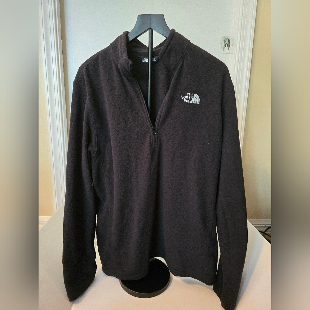 The North Face Men's Large Fleece Zip Jacket Coat Black Lightweight Thin 